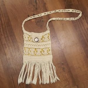 Boho Style Crochet Bag w/Fringe